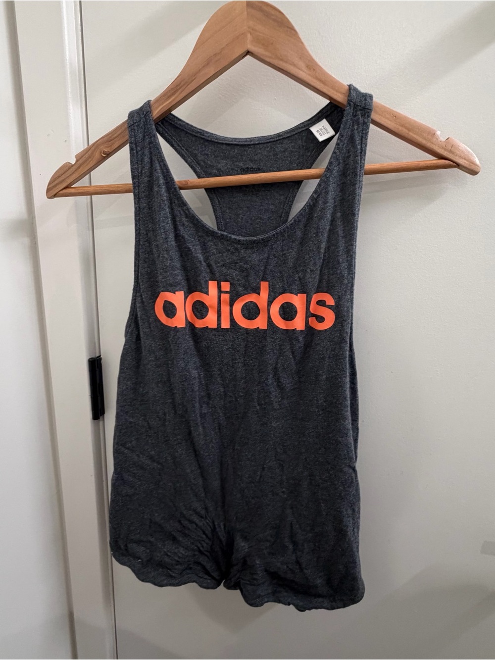 adidas Charcoal Gray Racerback Tank with Bright Orange Logo